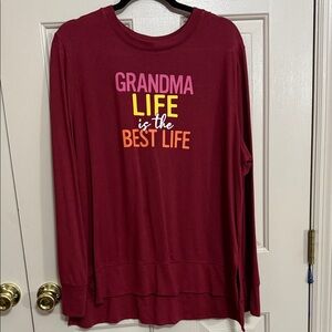 Women's Burgundy 'Grandma Life' Long Sleeve Top
